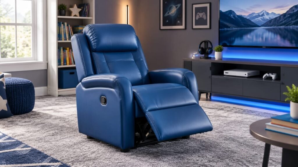 mathis home slickblue kids youth pu leather gaming sofa recliner​